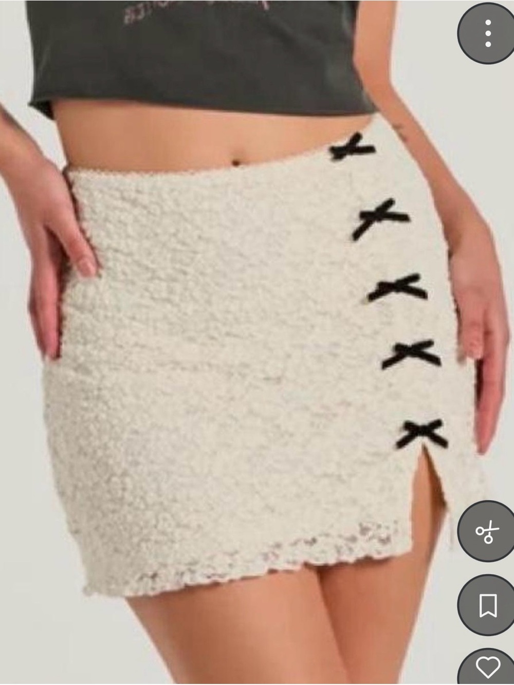 Windsor Cream Lace Mini Skirt with Black Bows